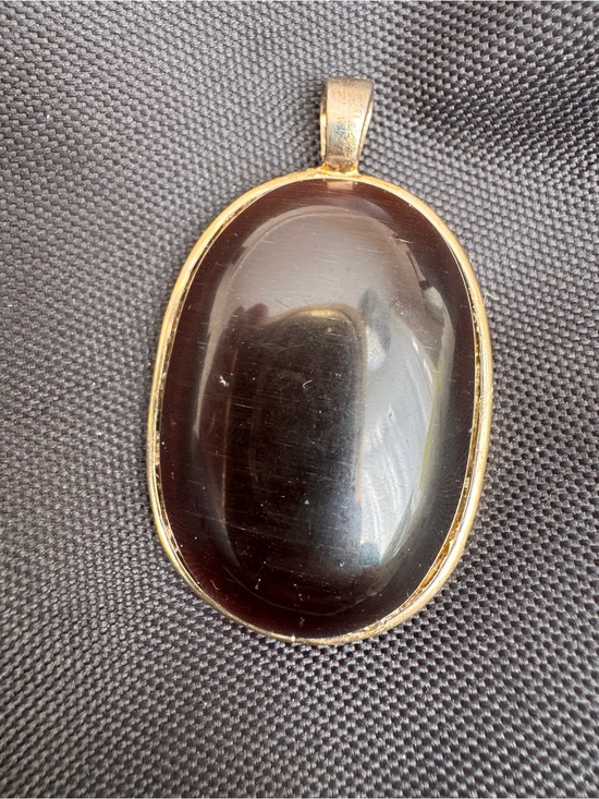 Jewelry - Vintage Banded Agate Pendant Gold Plated